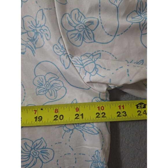 Three Sixty Six  Polo Mens L Golf Stretch Performance White Blue Floral Bees AOP - Picture 7 of 7